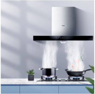 【京补产品】【海尔 （Haier）】欧式抽油烟机 20立方爆炒大吸力 自旋洗 4.2KW火力灶具 烟灶套装 ET903+Q235 (天然气）